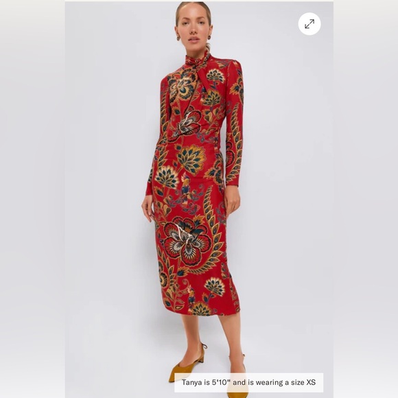 FARM Rio Dresses & Skirts - FARM Rio Vibrant Red and Blue Patterned Dress Parrots